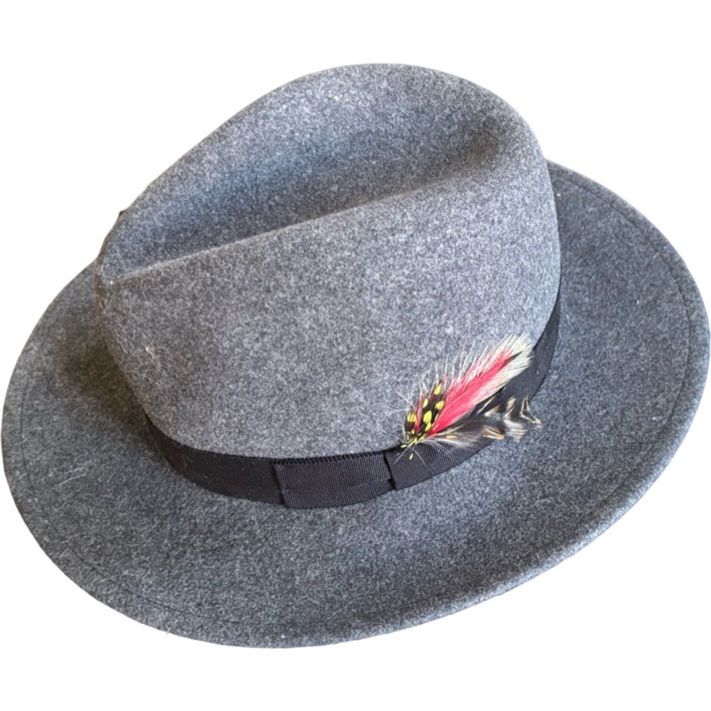 Jos A Bank Lite Felt Charcoal Grey Fedora Style Hat